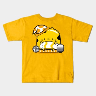 yellow cat knitter profession Kids T-Shirt